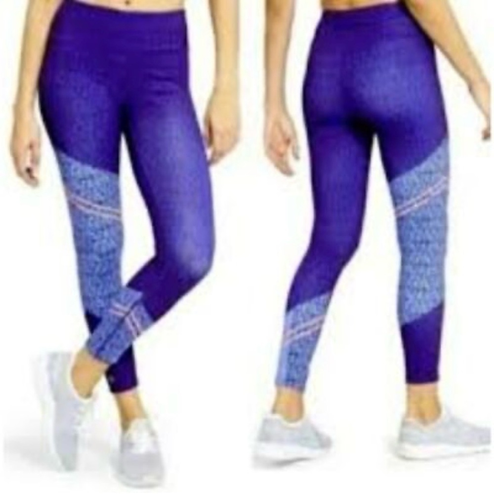 Athleta Camo Sonar 7/8 Blue and Purple Leggings